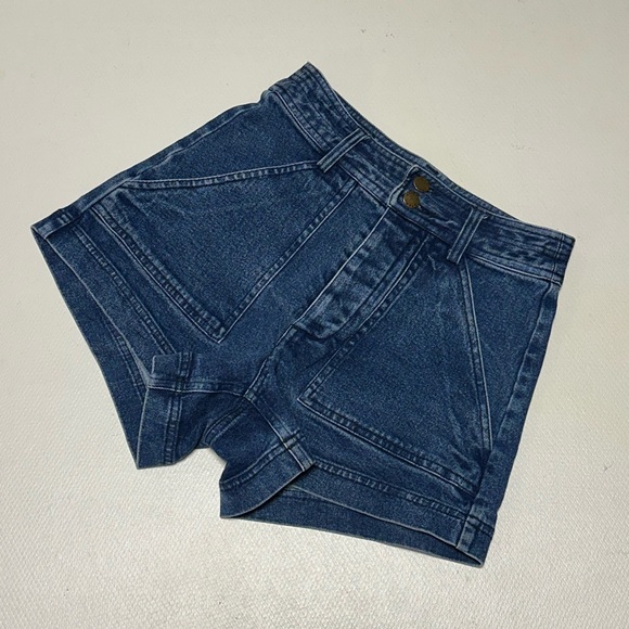 Apiece Apart Merida Denim Shorts Button Fly Navy Wash Size 0 EUC - Picture 2 of 16